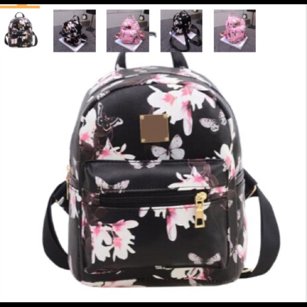 Black Floral mini backpack